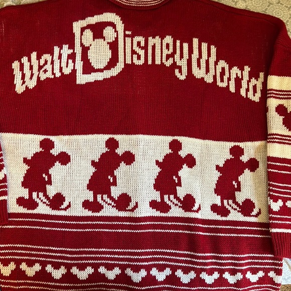 Walt Disney World Red Holiday Spirit Jersey Cardigan Sweater BNWT Large - Picture 5 of 5
